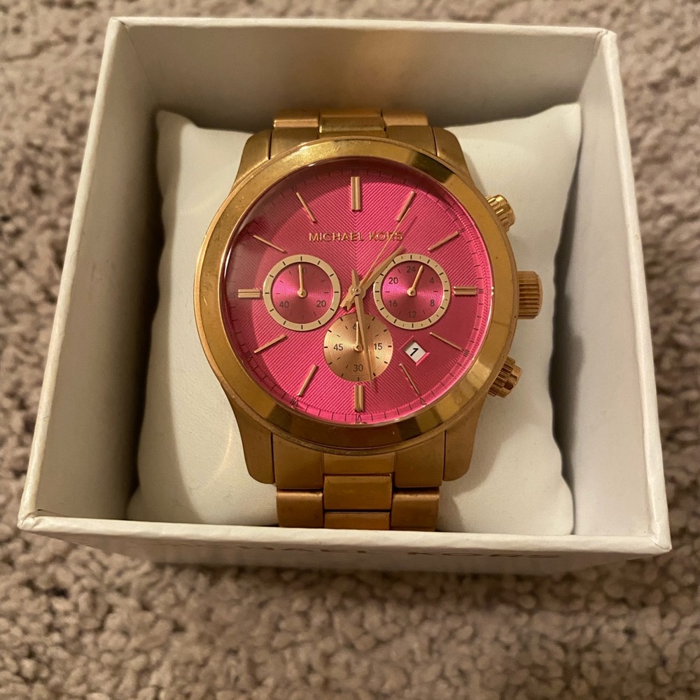 Michael Kors rose gold with pink face watch